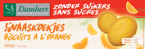 Damhert Sans Sucres Biscuits À L'Orange 160g