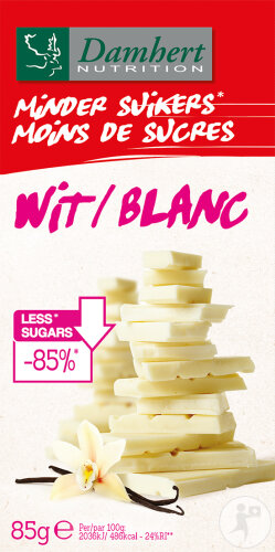 Damhert Sans Sucres Tablette Chocolat Blanc 85g