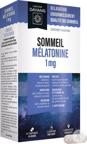 Dayang Sommeil Mélatonine 1mg 14 Comprimés
