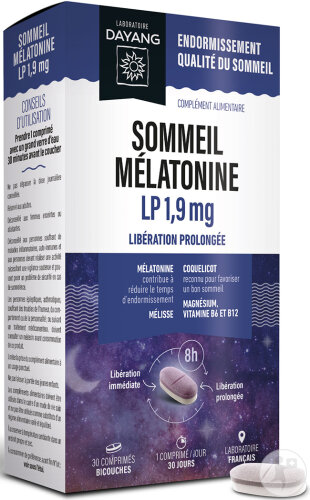 Dayang Sommeil Melatonine LP 1,9mg 30 Comprimés