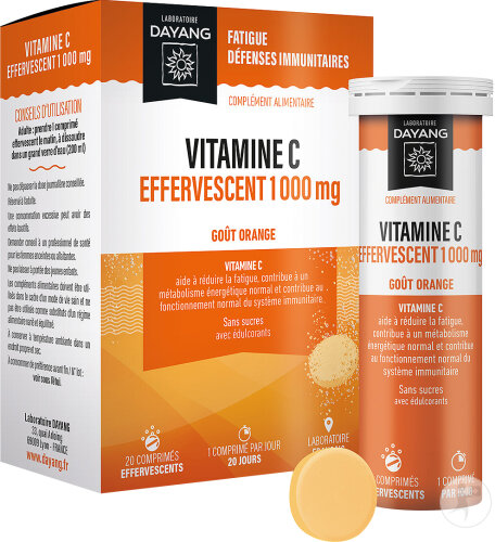 Dayang Vitamine C 1000mg Goût Orange 20 Comprimés Effervescents