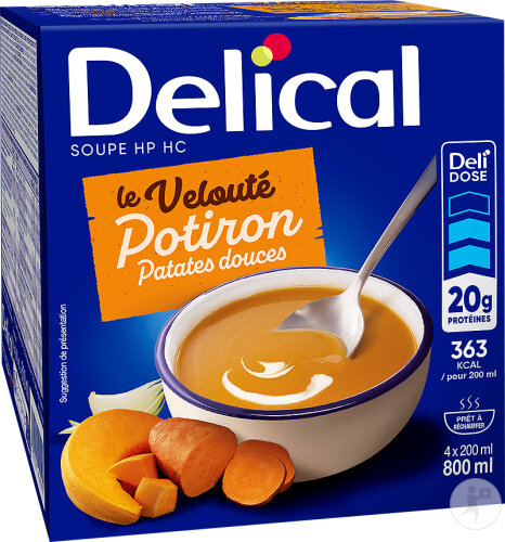 Delical Soupe HPHC Potiron Patate Douce Et Crème 4x200ml