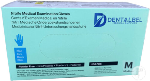 Dentalbel Gants En Nitrile Bleus Catégorie III Taille M Non Poudrés 200 Pièces