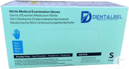 Dentalbel Gants En Nitrile Bleus Catégorie III Taille S Non Poudrés 200 Pièces