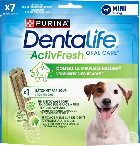 Dentalife Activfresh Pour L'Hygiène Bucco-Dentaire Au Quotidien Sticks Petit Chien 7 Bâtonnets 115g