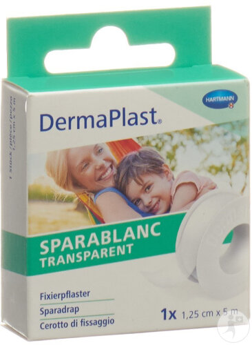Dermaplast Sparablanc Transparent 1,25cmx5m Blanc 1 Pièce