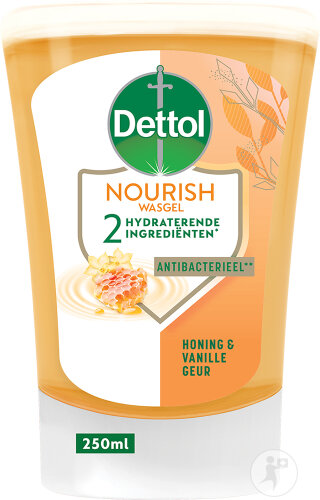 Dettol No Touch Recharge Savon Antibactérien Liquide Mains Miel Beurre de Karité Flacon 250ml