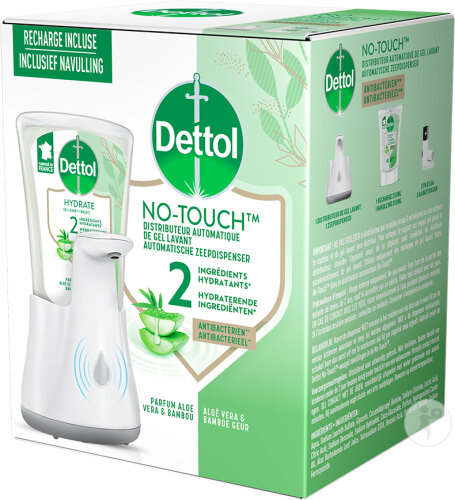 Dettol No Touch Set Distributeur Automatique De Gel Lavant Aloe Vera Avec Recharge 1 Kit