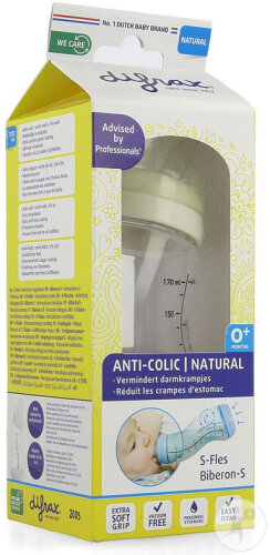 Difrax Biberon-S Natural 170ml Crème/Popcorn 1 Pièce