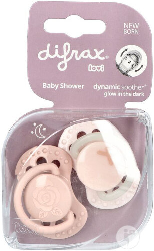 Difrax Dynamic Sucette Newborn Babyshower Pink 2 Pièces