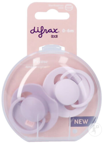 Difrax Prime Dynamic Sucette 0-6 Mois Lilac/Violet 2 Pièces