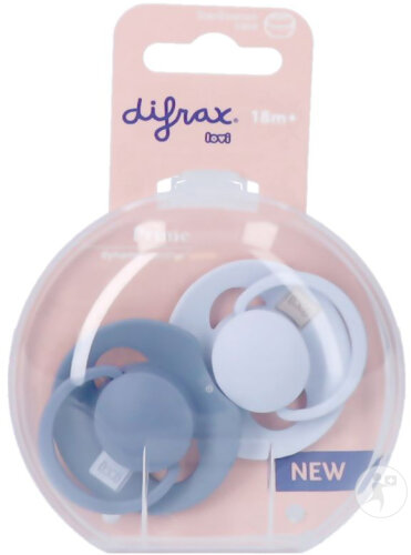 Difrax Prime Dynamic Sucette 18 Mois+ Baby Blue/Blue 2 Pièces