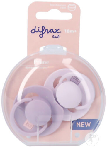 Difrax Prime Dynamic Sucette 18 Mois+ Lilac/Violet 2 Pièces