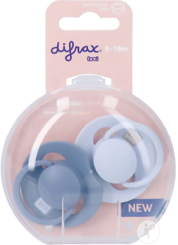 Difrax Prime Dynamic Sucette 6-18 Mois Baby Blue/Blue 2 Pièces