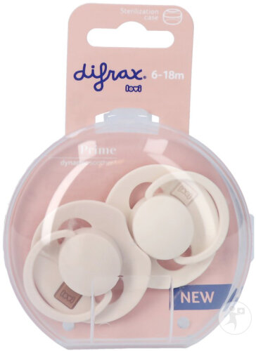 Difrax Prime Dynamic Sucette 6-18 Mois Coconut/Ivory 2 Pièces