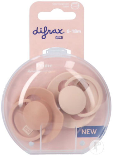 Difrax Prime Dynamic Sucette 6-18 Mois Nude/Blush  2 Pièces