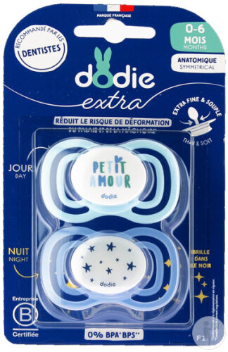 Dodie Sucettes 0-6 Mois Duo Extra Jour & Nuit Mixte F1 2 Pièces