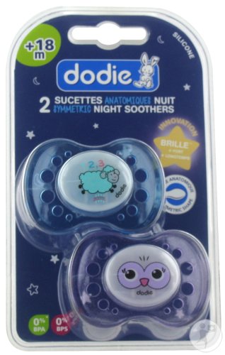 Dodie Sucettes Anatomiques Silicone Duo Nuit +18 Mois Mouton/Chouette A2 Pièces 2