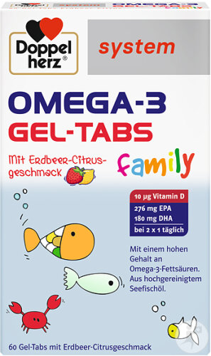 Doppelherz Système Oméga-3 Gel-Tabs Famille Fraise-Citron 60 Pièces