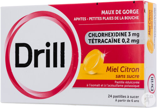 Drill Miel Citron Sans Sucre 24 Pastilles À Sucer