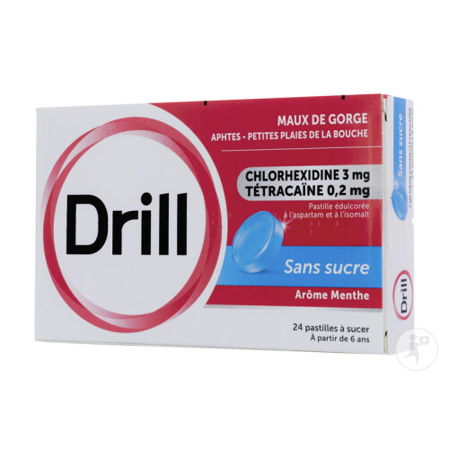 Drill Sans Sucre Maux De Gorge 24 Pastilles À Sucer
