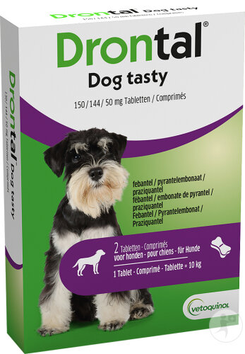 Drontal Dog Tasty 150/144/50mg Infections Mixtes Nématodes Et Cestodes 2 Comprimés