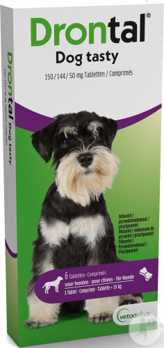 Drontal Dog Tasty 150/144/50mg Infections Mixtes Nématodes Et Cestodes 6 Comprimés