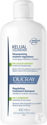 Ducray Kelual Squanorm Shampoing Régulateur Pellicules Grasses Recharge 400ml