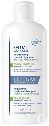 Ducray Kelual Squanorm Shampoing Traitant Régulateur Anti-Pelliculaire Pellicules Grasses 400ml