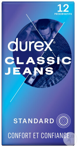 Durex Classic Jeans Préservatifs Extra Lubrifiés Confort Et Confiance 12 Pièces