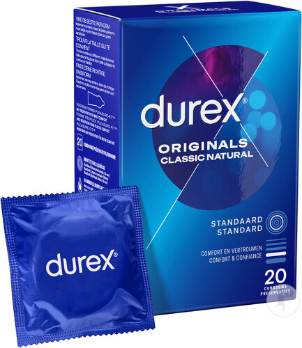 Durex Classic Natural Préservatifs Lubrifiés Confort Et Confiance 20 Préservatifs