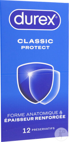 Durex Classic Protect Préservatifs Extra Lubrifiés Épaisseur Renforcée 12 Pièces