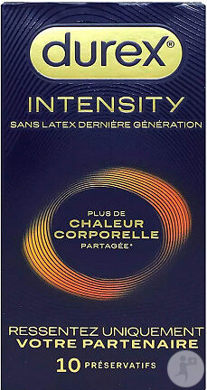 Durex Intensity Préservatifs Sans Latex Dernière Génération Ultra Fins Ultra Lubrifiés 10 Pièces