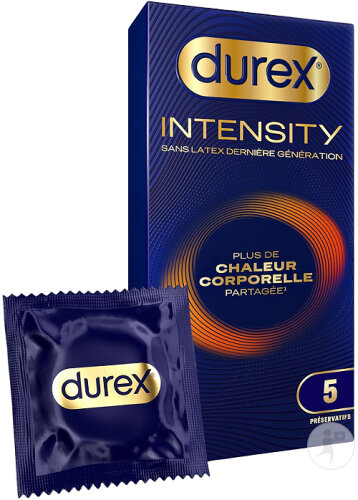 Durex Intensity Préservatifs Sans Latex Dernière Génération Ultra Fins Ultra Lubrifiés 5 Pièces