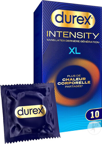Durex Intensity XL Préservatifs Sans Latex Ultra Fins Ultra Lubrifiés Taille Large 10 Pièces