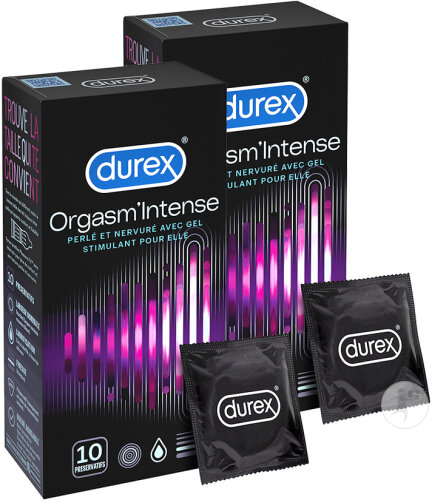 Durex Orgasm’Intense Préservatifs Lubrifiés Gel Pour Elle 10 Préservatifs Promo 1+1 Gratuit