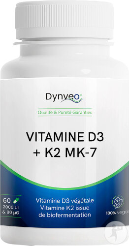 Dynveo Vitamine D3 + K2 MK-7 60 Gélules