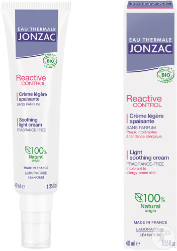 Eau Thermale Jonzac Reactive Control Crème Légère Apaisante Peaux Intolérantes Bio Tube 40ml