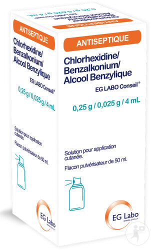 EG Labo Conseil Chlorhexidin/Benzalkonium/Alcool Benzylique Flacon Pulvérisateur 50ml
