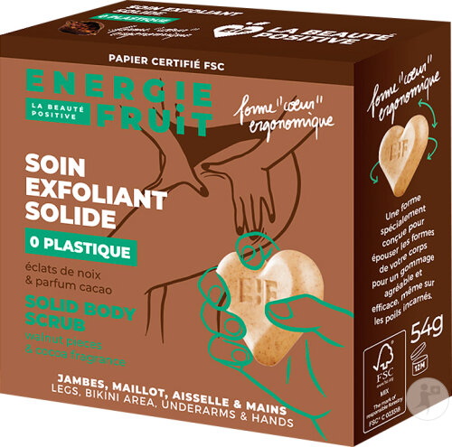 Energie Fruit Soin Exfoliant Solide Éclat De Noix Et Parfum Cacao Tous Types Peaux 54g