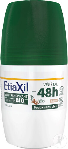 Etiaxil Déodorant Anti-Transpirant Végétal Transpiration Modérée 48h Parfum Coco Bio Roll-On 50ml