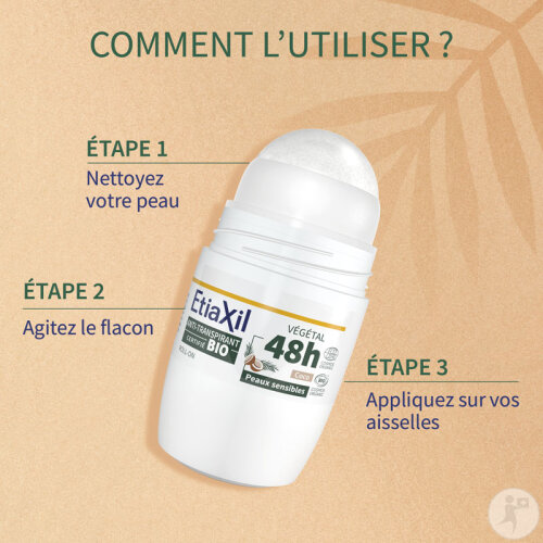 Etiaxil Déodorant Anti-Transpirant Végétal Transpiration Modérée 48h Parfum Coco Bio Roll-On 2x50ml-6