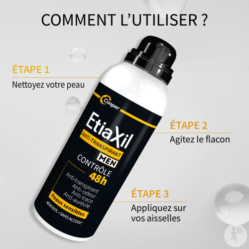 Etiaxil Déodorant Anti-Transpirant Homme Contrôle 48h Transpiration Modérée  Aérosol 150ml-5