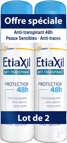 Etiaxil Déodorant Anti-Transpirant Traitement Transpiration Modérée Aisselles Protection 48h 2x150ml