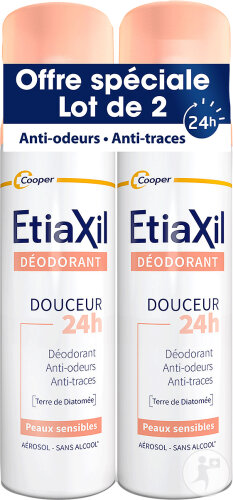 Etiaxil Déodorant Transpiration Faible Aisselles 24h Aérosol 2x150ml