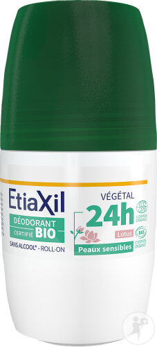 Etiaxil Déodorant Végétal 24h Parfum Lotus Vert Bio Peaux Sensibles Roll-On 50ml