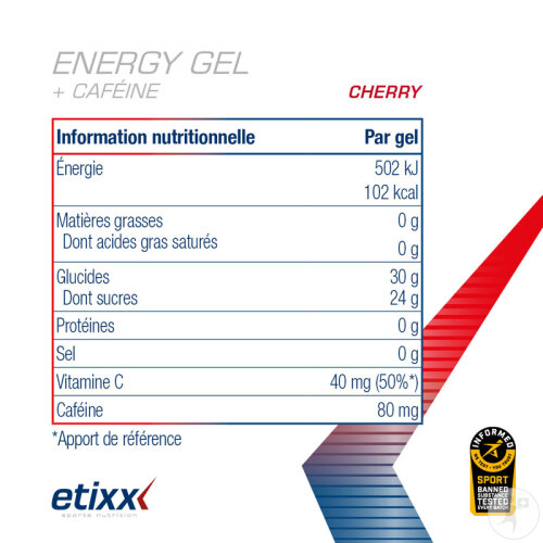 Etixx Energy Gel + Cafféine Cerise 12x40ml-6