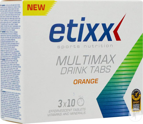 Etixx Multimax Drink Tabs Vitamines Et Minéraux Orange 3x10 Comprimés Effervescents