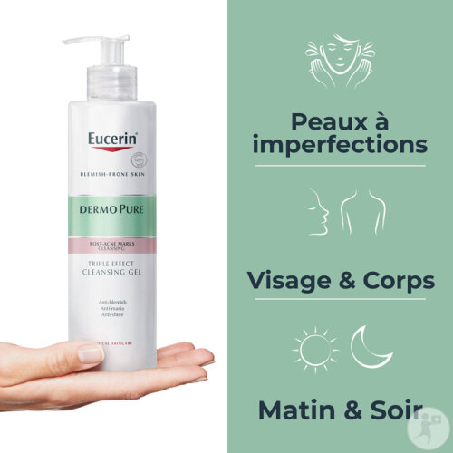 Eucerin DermoPure Gel Nettoyant Triple Effect Anti-Imperfections Visage Et Corps Flacon-Pompe 400ml-3