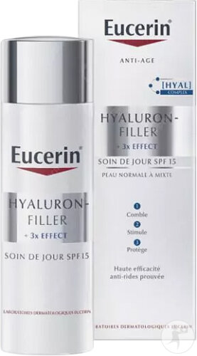 Eucerin Hyaluron-Filler + 3x Effect Soin De Jour IP15 Peau Normale À Mixte Flacon-Pompe 50ml